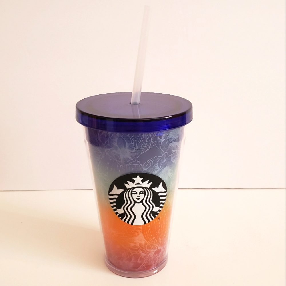 Starbucks 2019 Cactus Flower Ombre Rainbow Tumbler Cup 16 oz Grande